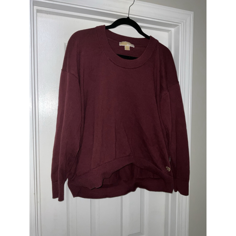 Michael Kors Merlot Lightweight Sweater Gold Buttons Large - Picture 1 of 9